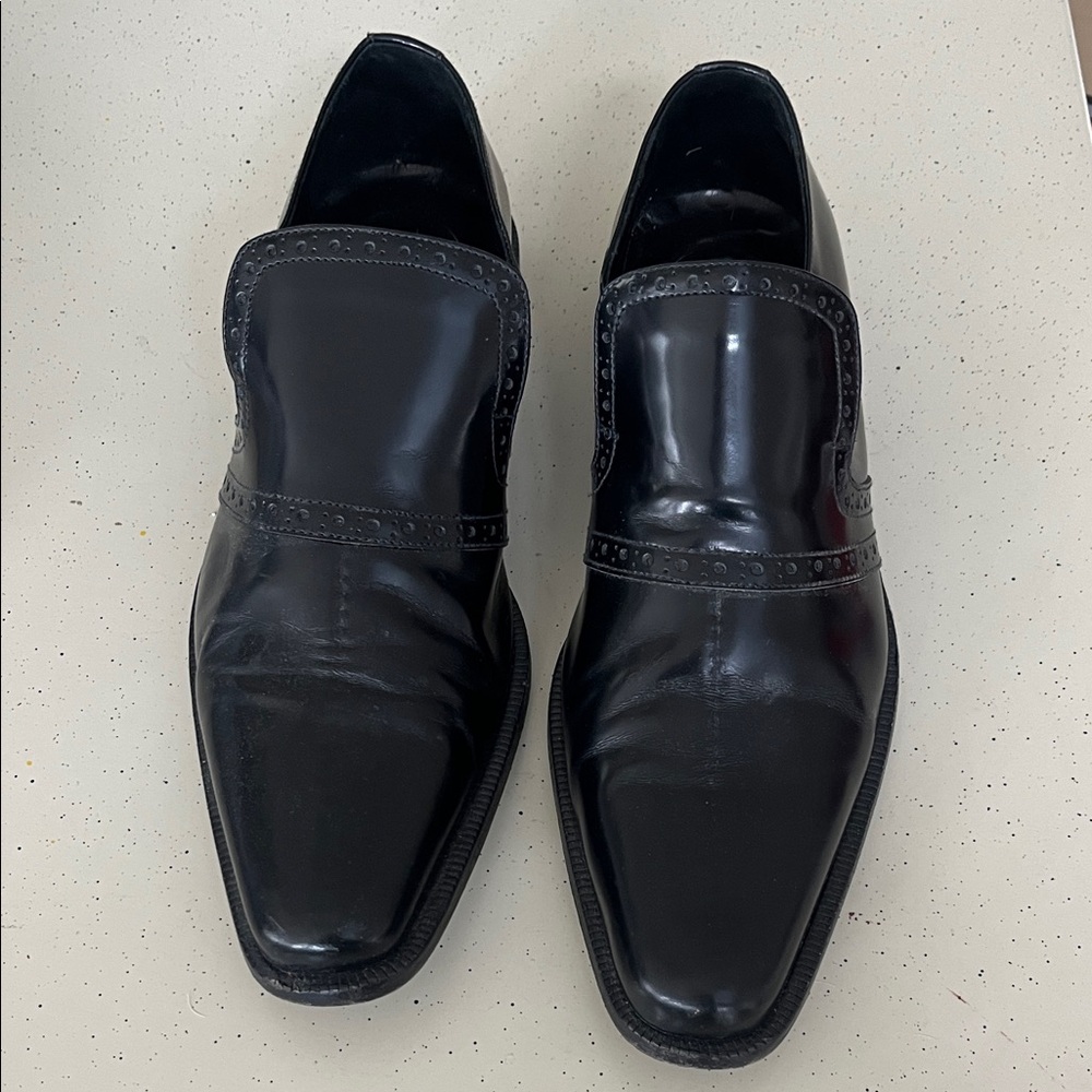 Versace Shiny Black Leather Loafers